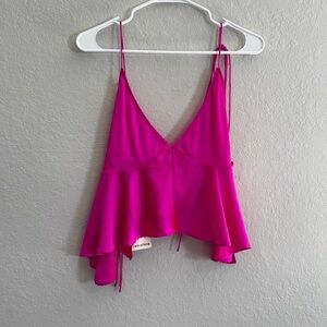 Retrofete Fuchsia Satin V-Neck Cami Top